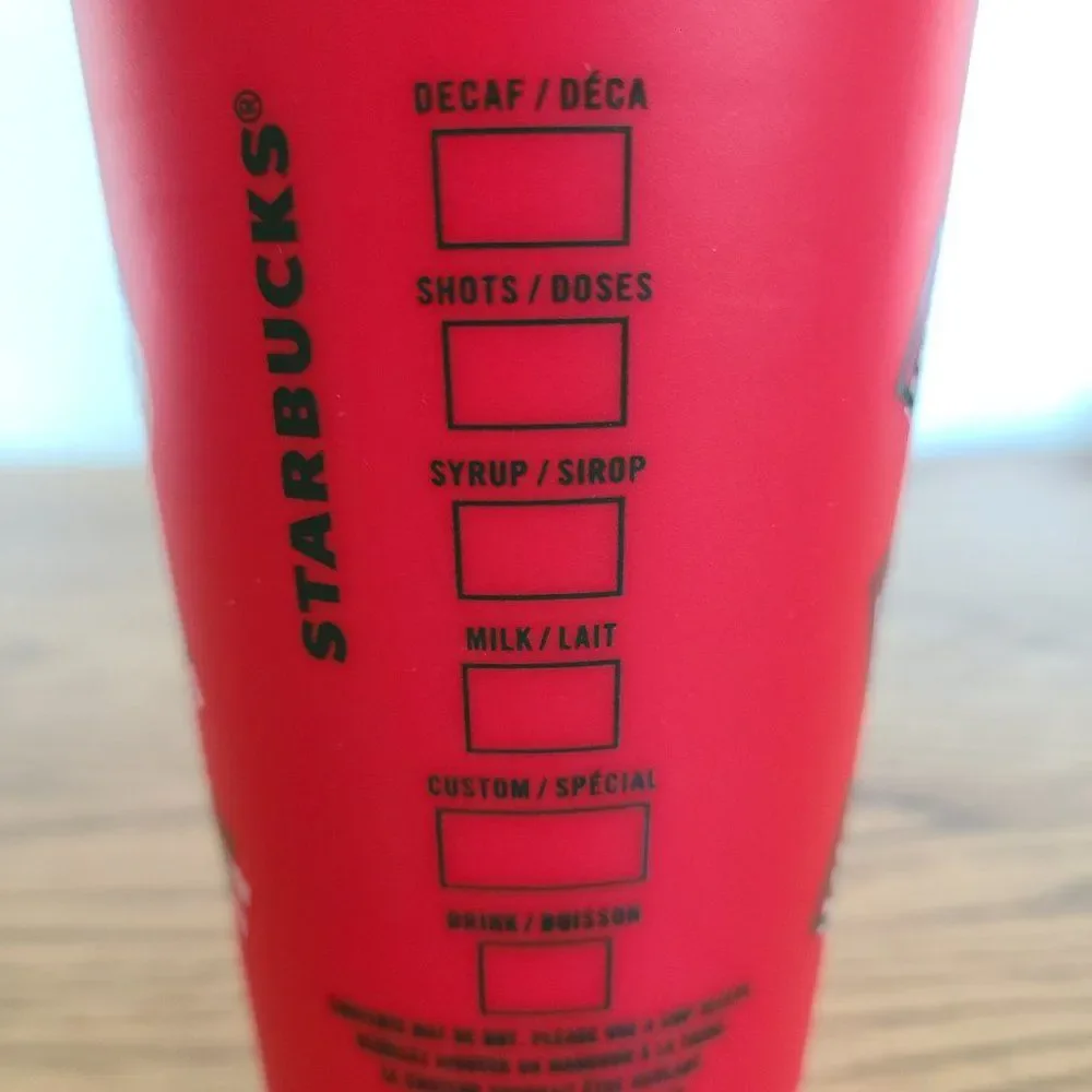 2013 Holiday Christmas Starbucks Red Plastic Collectible Reusable Cup Mug W/Lid